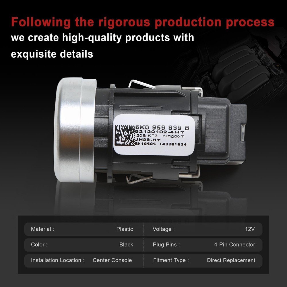5K0959839 Start Stop Switch Button STD Replacement for 2010-2016 VW Eos Golf ...