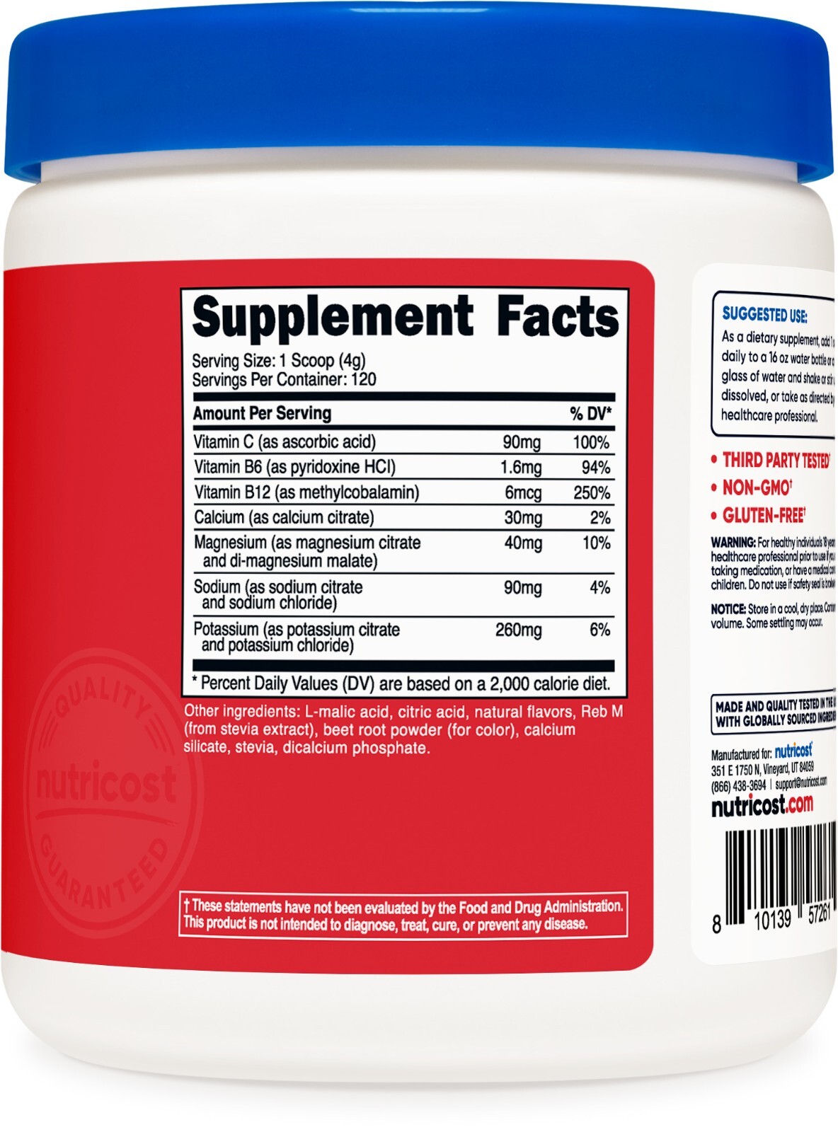 Nutricost Electrolyte Complex Drink Mix Powder (Fruit Punch) 120 Servings
