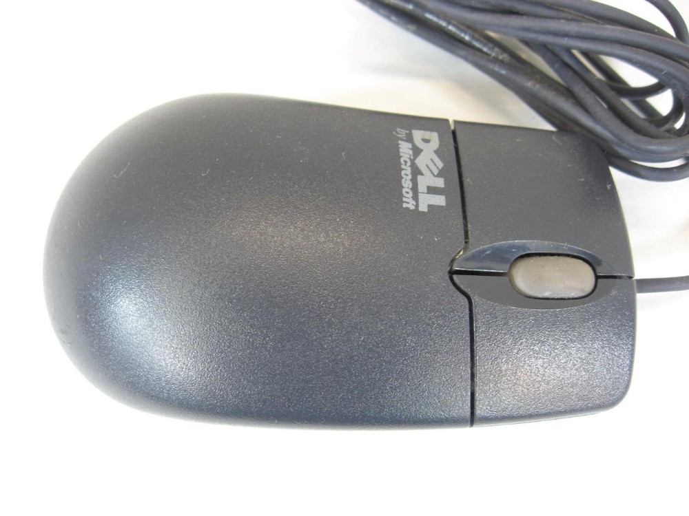 Microsoft PS/2 Dell Branded Black 2-Button Scroll Wheel Wired Ball Mouse Clean
