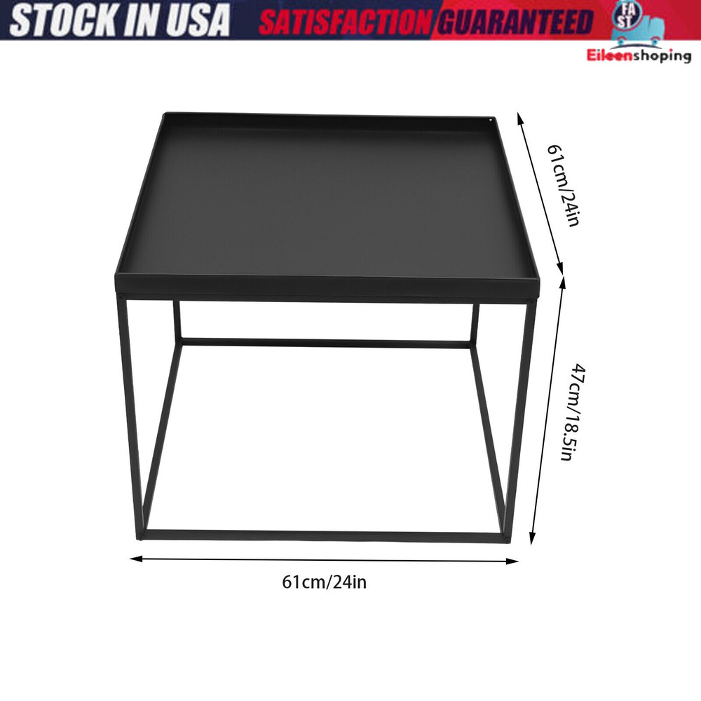 24" Square Table Metal Frame Table Portable Office Side End Table Camping Table