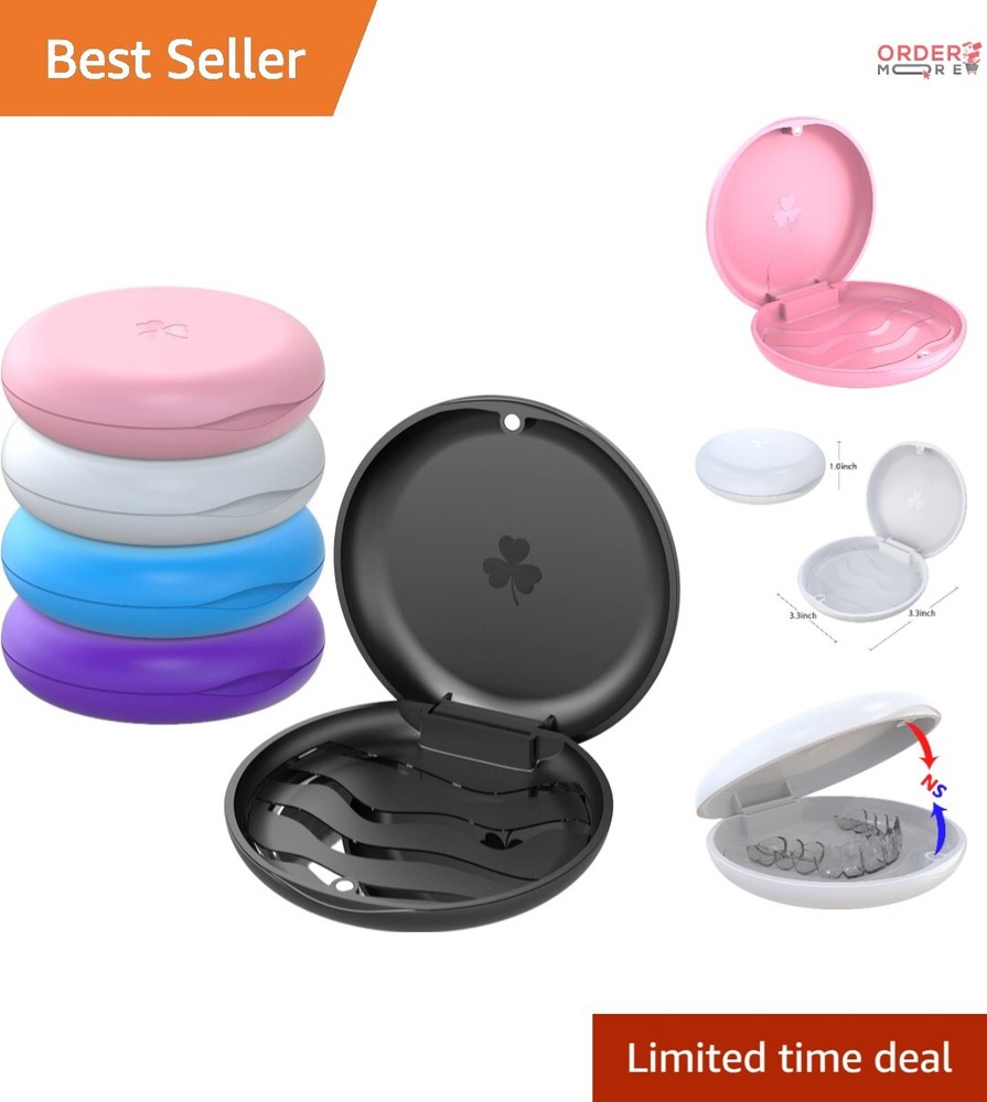5 Pack Plastic Orthodontic Retainer Cases, Compact, Portable, Travel Use