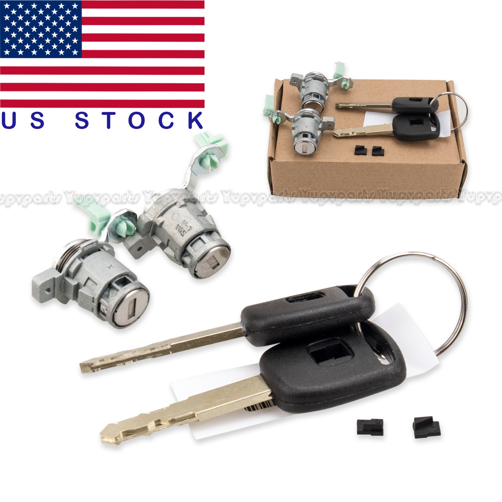 Door Lock Cylinder Key Set For Honda Civic CR-V Element Driver & Passenger Doors