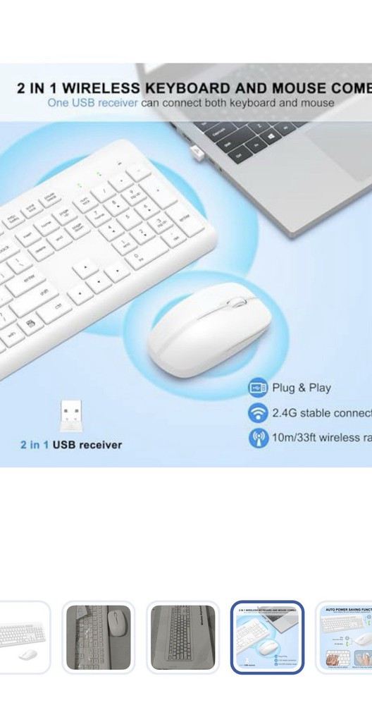 Wireless Keyboard And Mouse Combo MK258, White