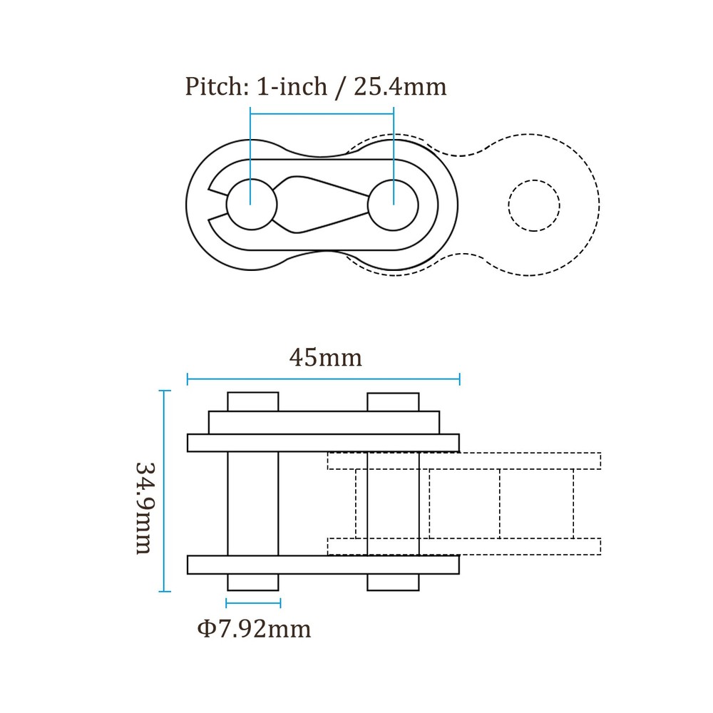 5pcs #80 Chain Master Connector Link Roller 1 Inch Split Links