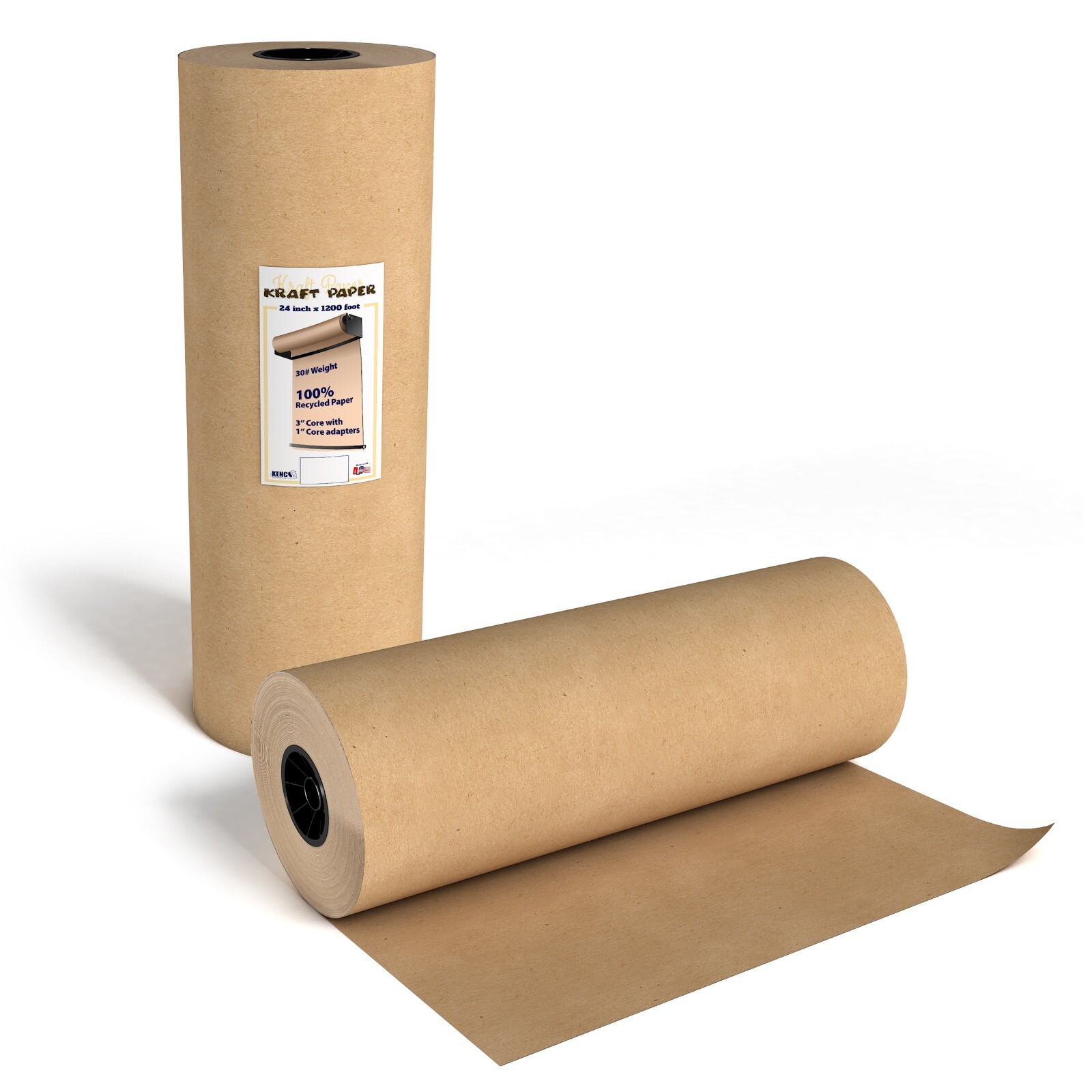 Brown Kraft Paper Roll - 24" In x 1200' Ft, 30 lbs. - Crafts, Void Fill, Packing