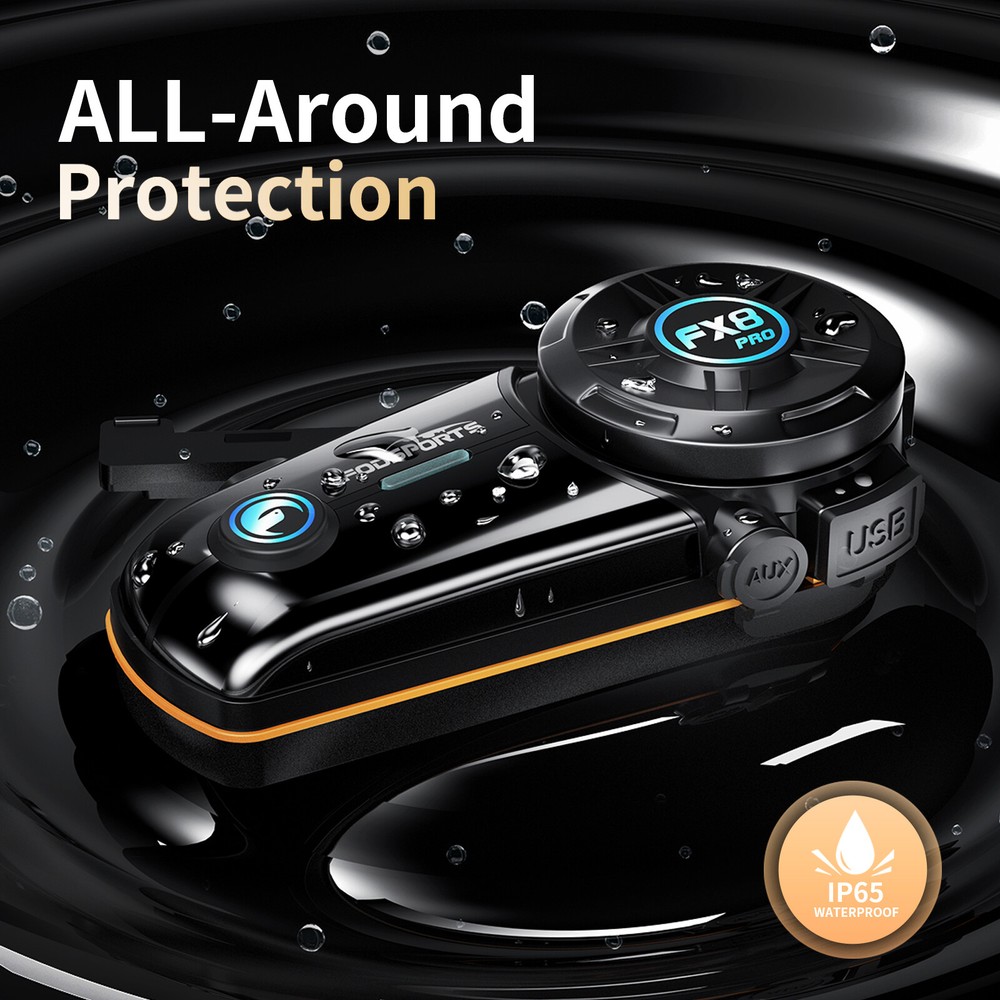 2x FX8 Pro Bluetooth Motorcycle Helmet Intercom Headset 10 Riders Wireless 2000m