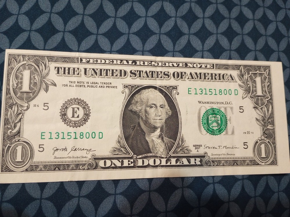 Extremely Off Center Error Misprint $1 Bill 2017A Severely Misaligned Both Sides