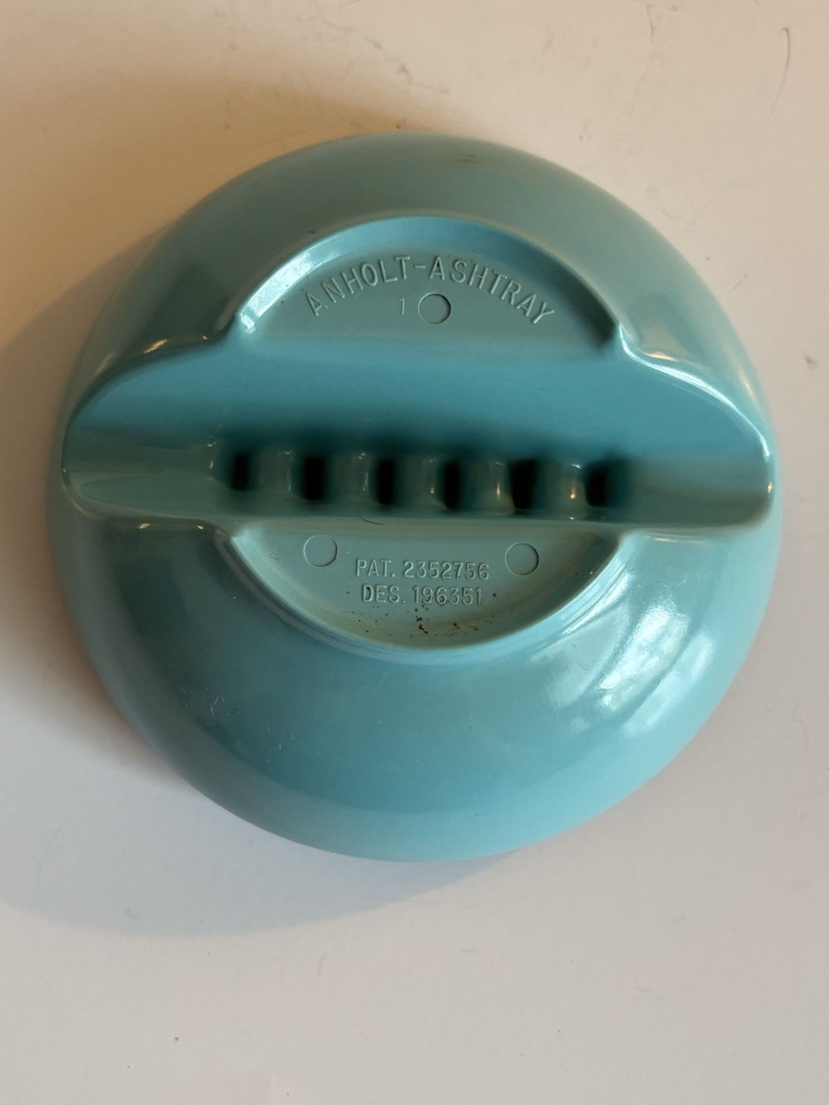 Vintage ANHOLT Ashtray Pale Blue Turquoise 5” Round Melamine USA Retro