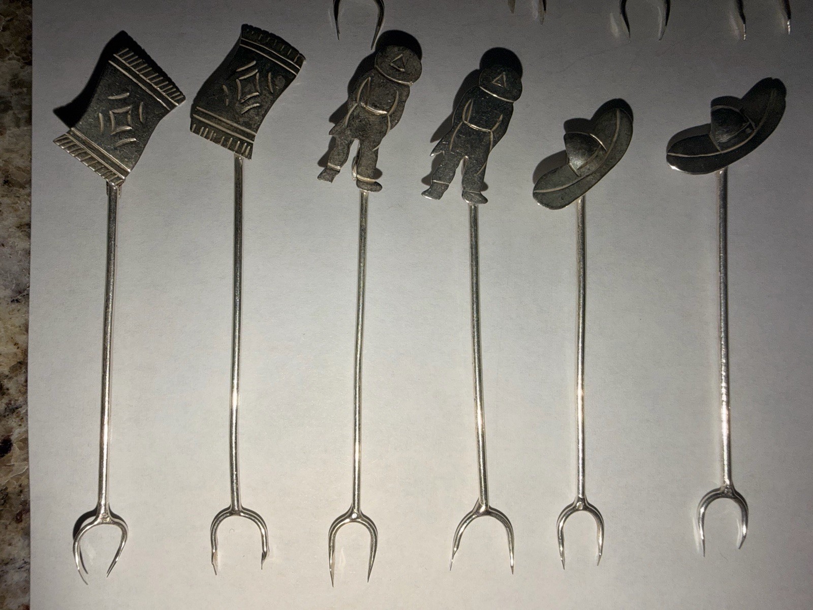 Set/22 Southwest Style Vintage Mexican Sterling Silver .925 CP Appetizer Picks
