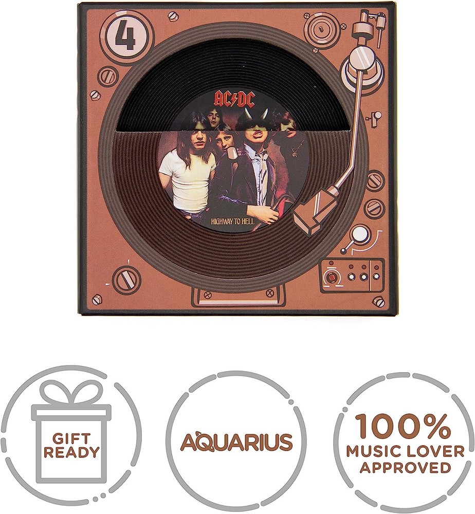 Aquarius AC DC vinyl coasters, Medium, multicolor