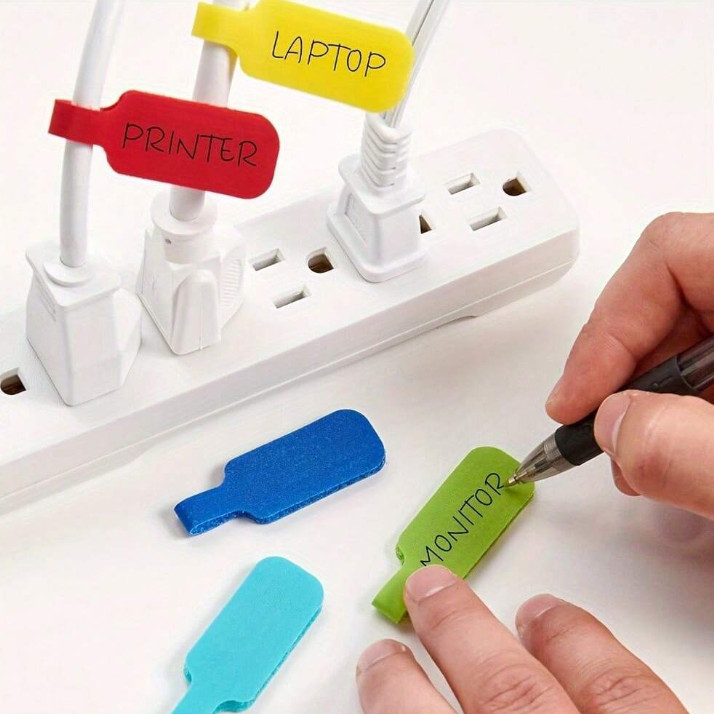 10pcs Wire Markers - Writable Cable Labels with Hook, Loop for Easy Organization