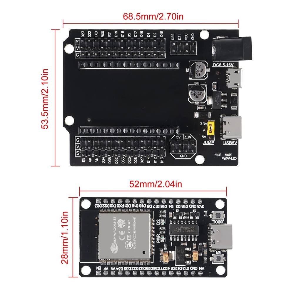 2 Sets ESP-WROOM-32 ESP32 ESP-32S Type-C USB Development Board Type-C USB CH3...