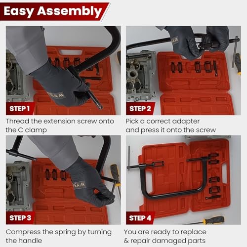 Auto Valve Spring Compressor C Clamp Tool Set Suitable for Motorcycle, ATV,