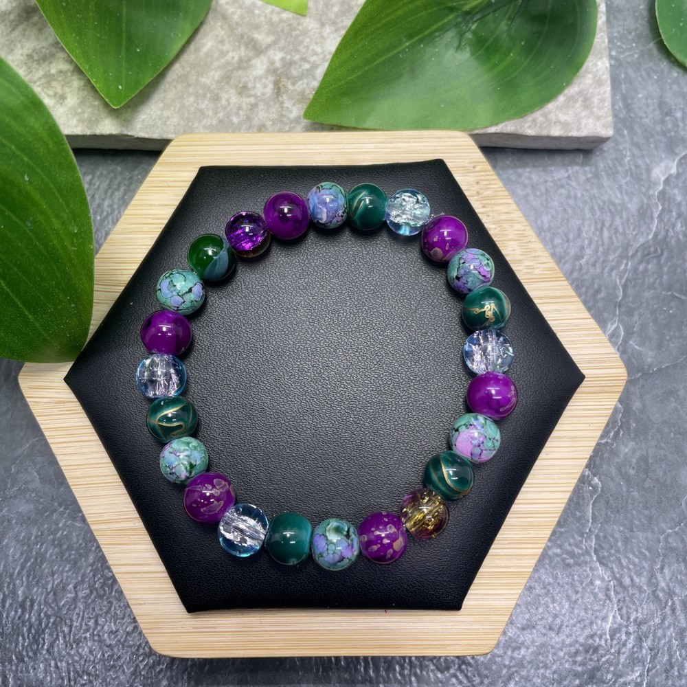 Handmade Bead Beaded Stackable 7” Plus Stretch Bracelet New Free Ship C1241
