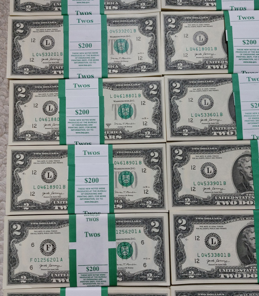 $100 Face Value / 50 QTY ($2 BILLS) TWO DOLLAR BILLS UNCIRCULATED SEQUENTIAL