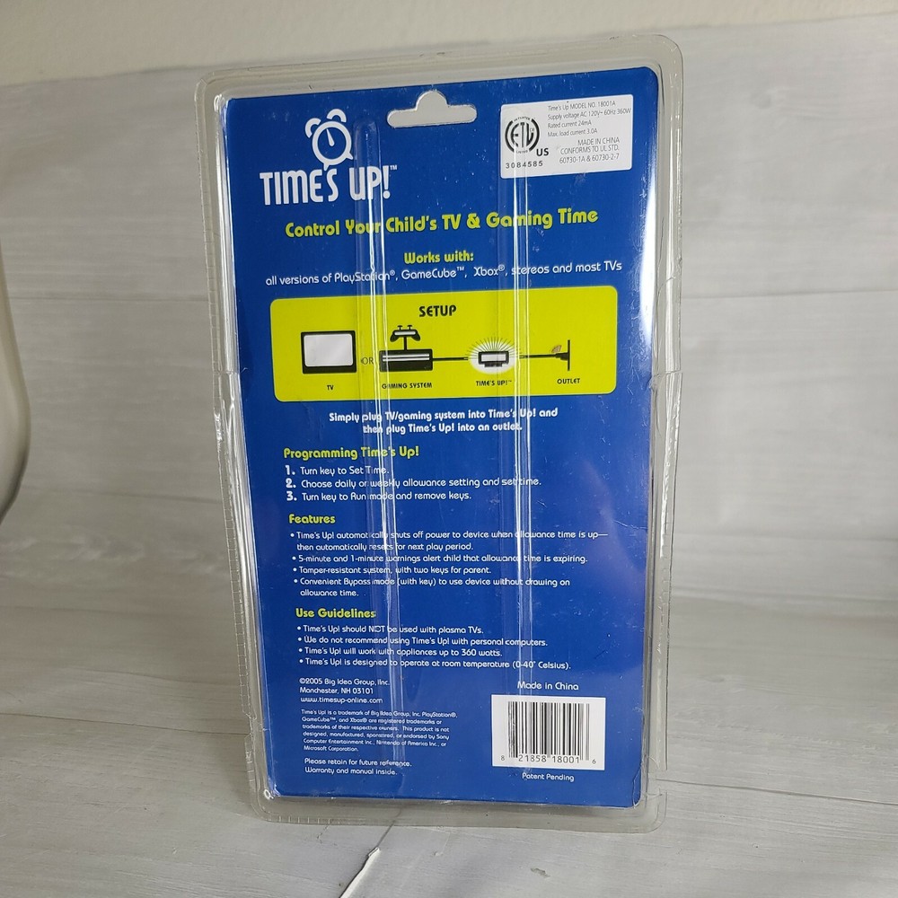 New Times Up Automatic TV Video Game Control Timer - Damaged Box Never Opened
