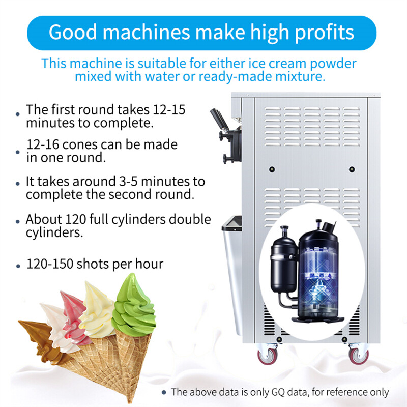25-30L/H 3 Flavors Commercial Electric Ice Cream Maker Soft Ice Cream Machine