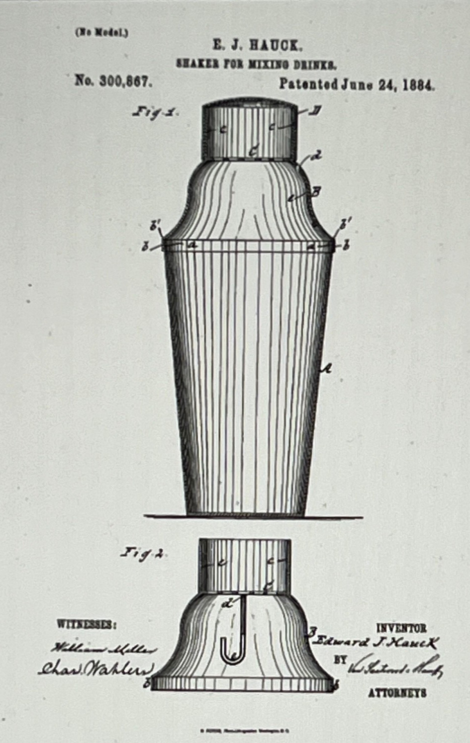 CHAS J HAUCK & SONS SILVER COCKTAIL COMBINATION SHAKER Martini BARWARE 1884