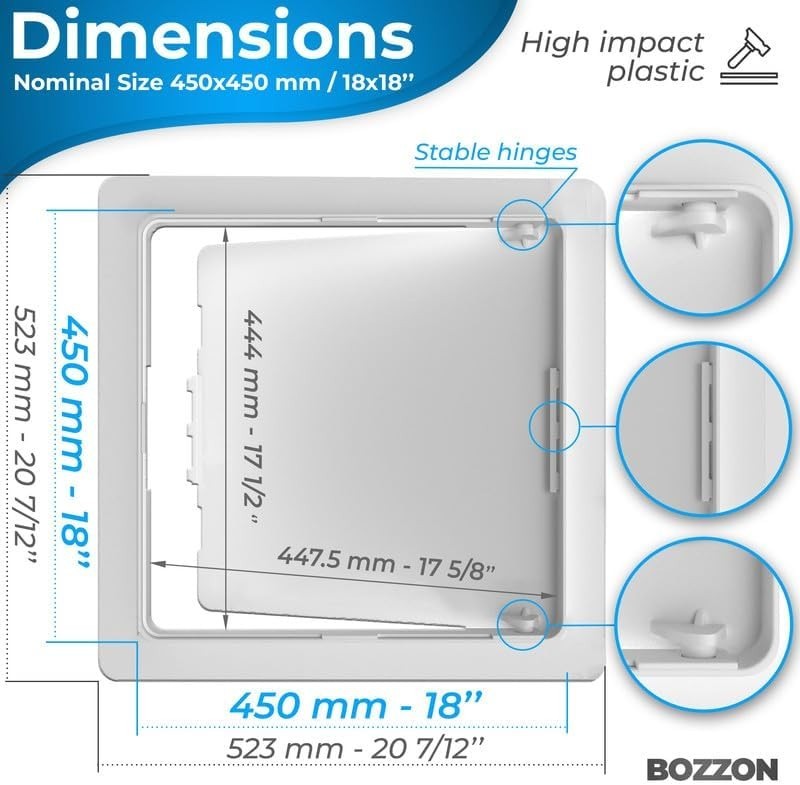 18x18 Access Panel - Wall Hole Cover - White Plastic