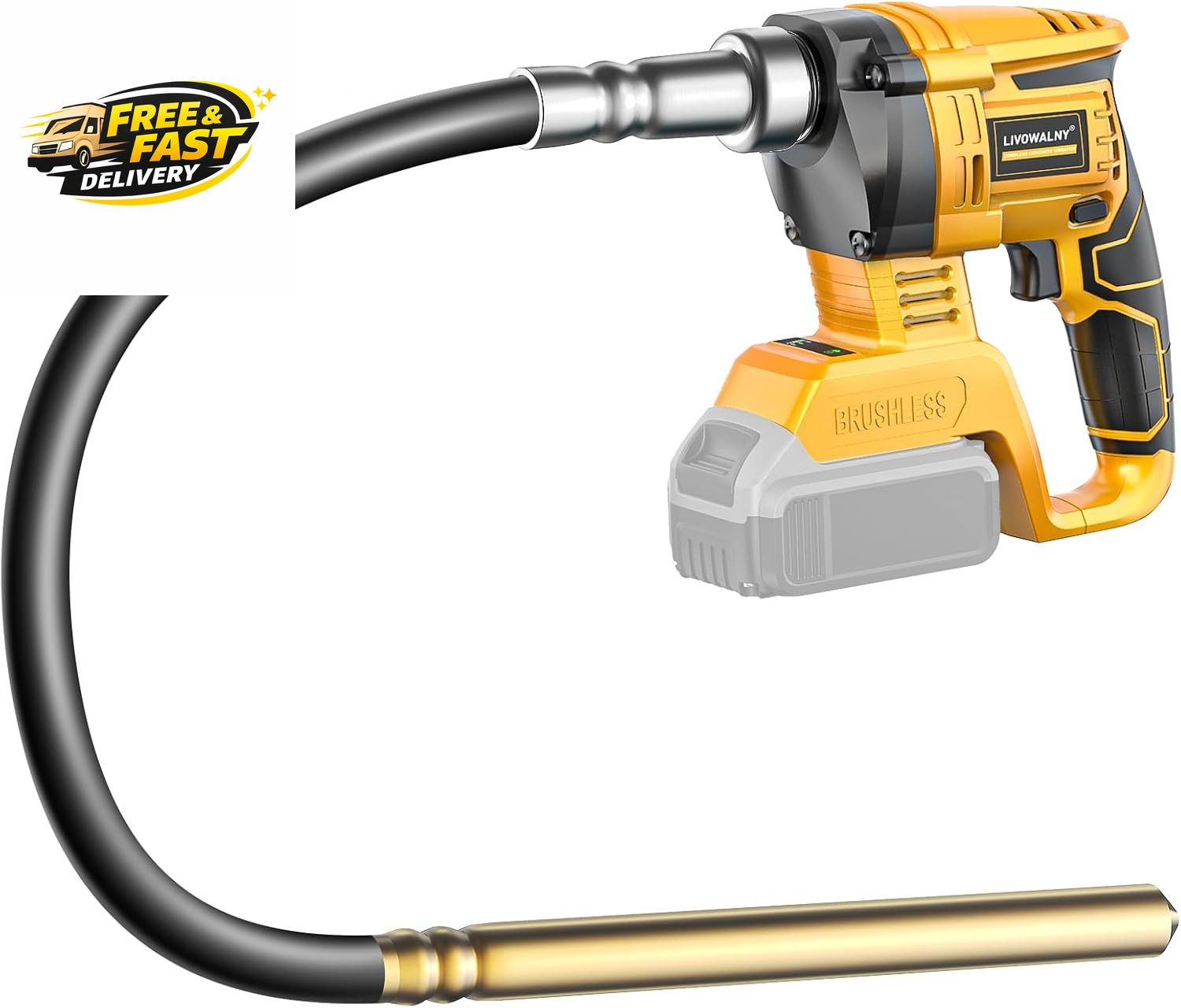 Handheld Concrete Vibrating Tool Compatible with Dewalt 20V Battery (No ),