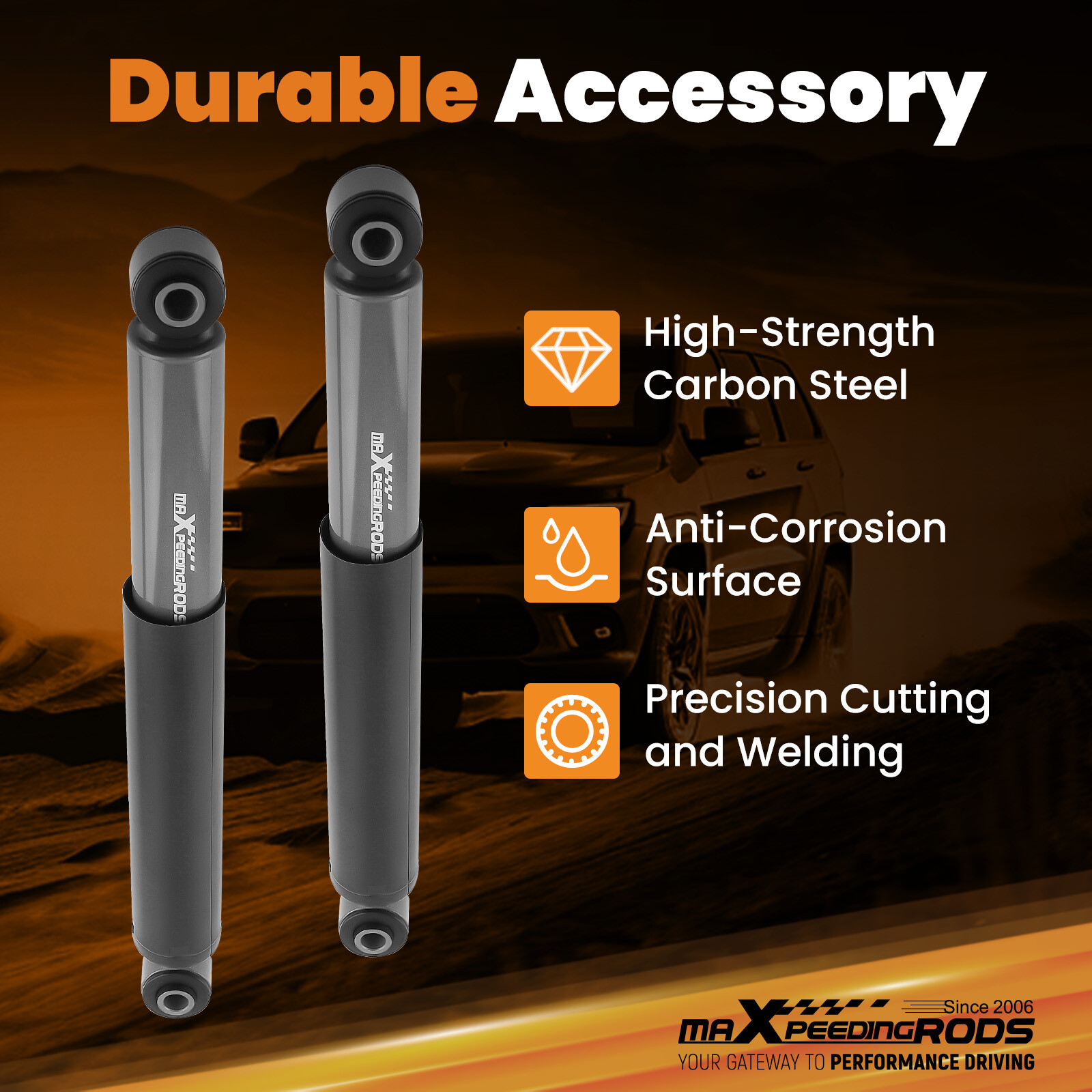 Pair Rear Lowering Shocks 5" - 7" Drop For Chevy Silverado/GMC Sierra 1999-2006