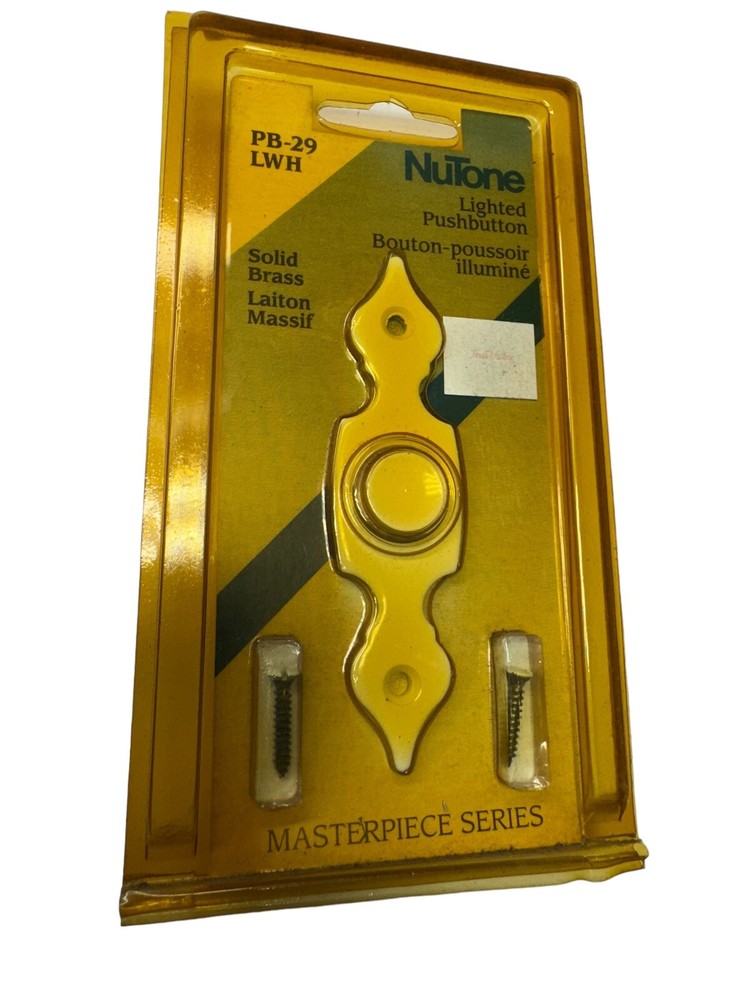 Vintage NuTone PB-29LWH White Pushbutton Lighted Door Bell Solid Brass