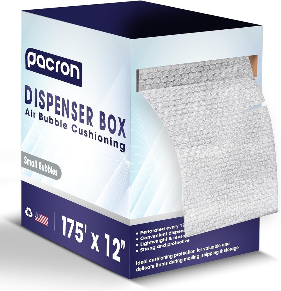 Bubble Roll Dispenser – Multi-Size, 12" Perforated Packing Roll for Shipping