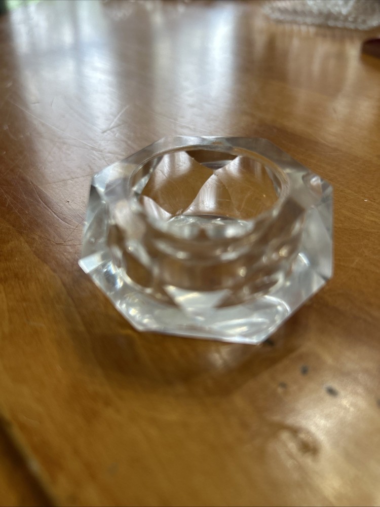 Hexagonal Crystal Salt Cellar Clear Faceted Heavy