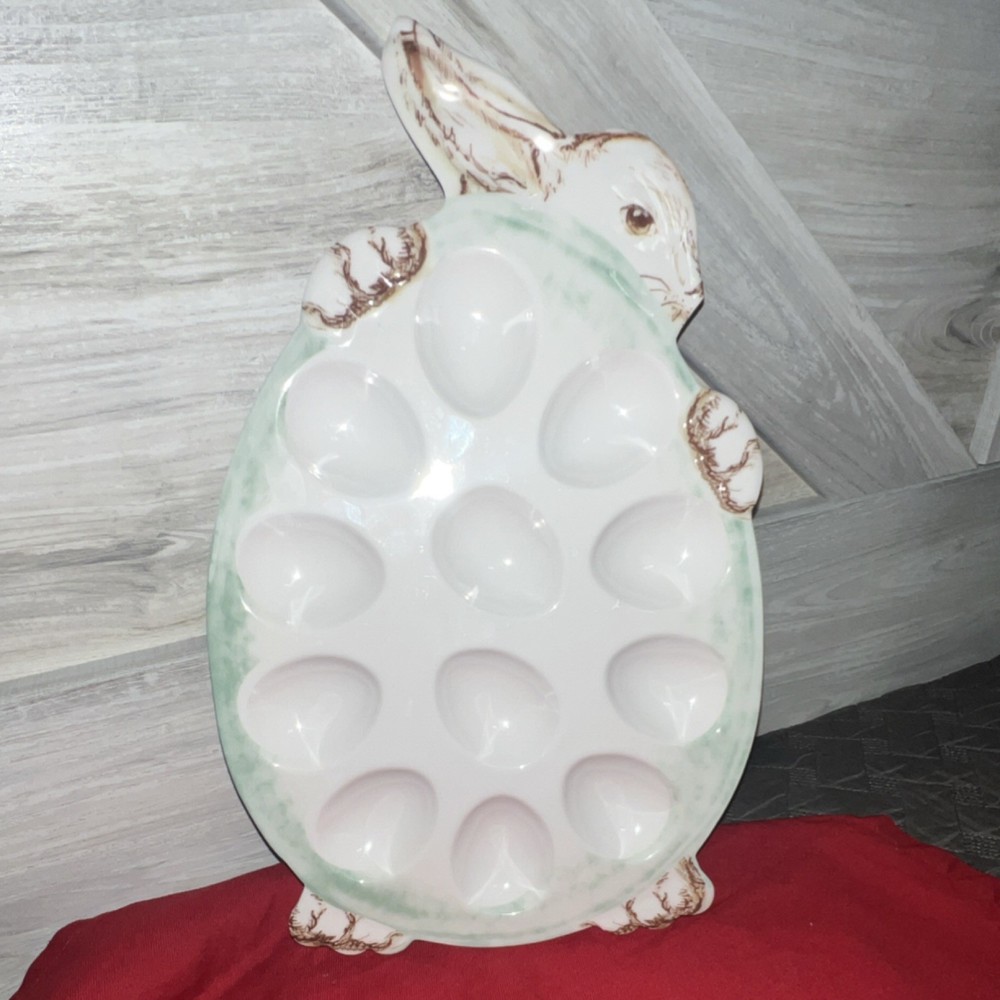 Bunny Egg Shaped Easter Serving Tray Glossy Melamine