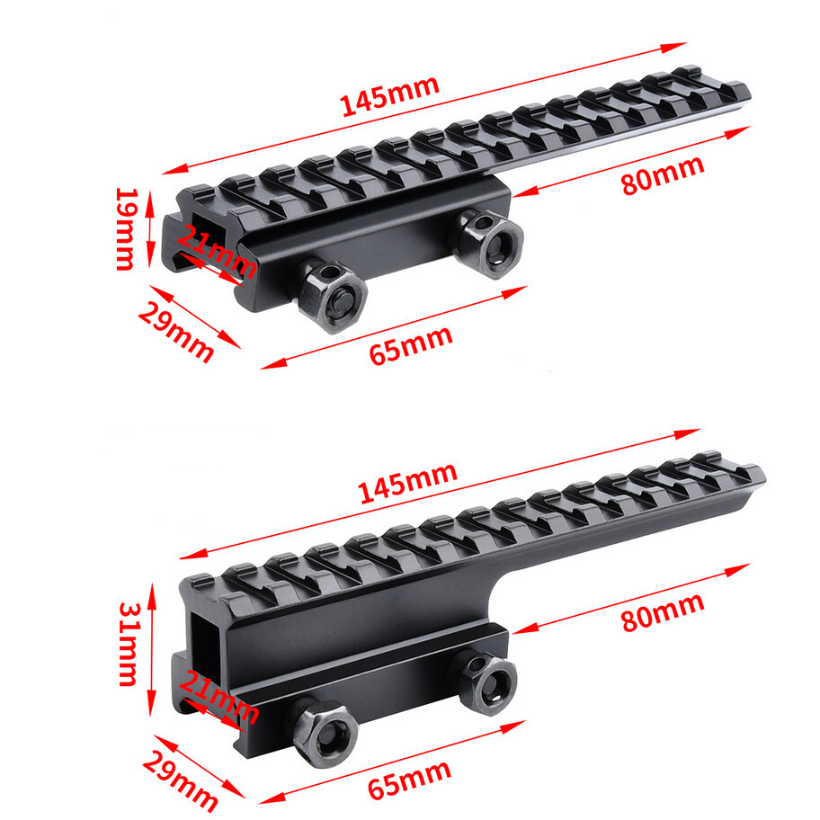 Dovetail See-Through Low/High Riser Base 20mm Picatinny Weaver Rail Scope Mount