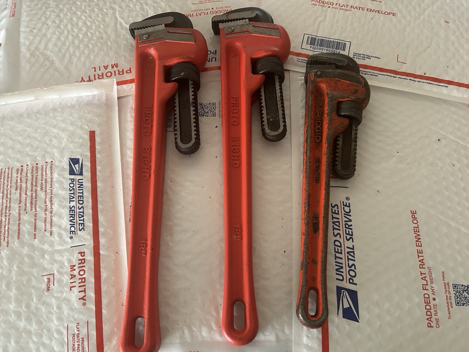 Rigid/Proto Pipe Wrenches! Two 18 Inch And One 14 Inch.