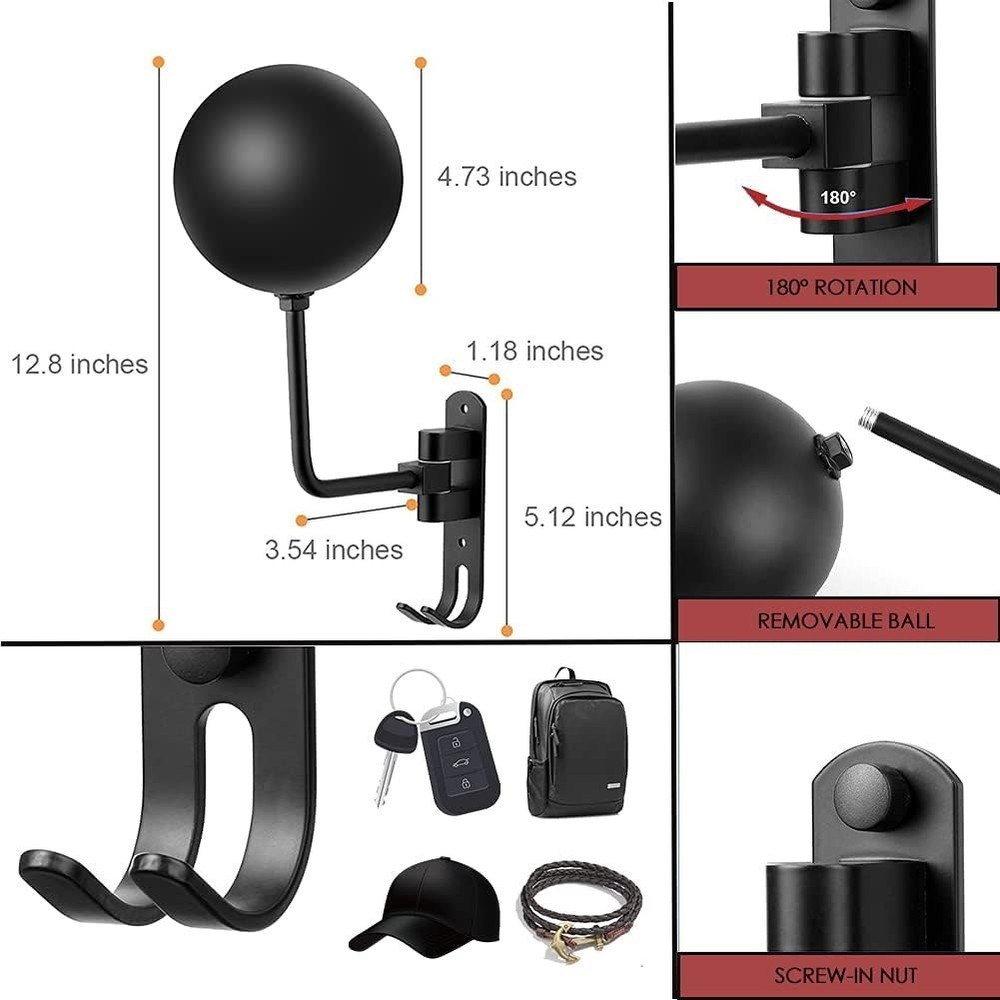 Rust-Resistant Wall Mount Helmet Holder - 6-Pack Convenient Storage Solution