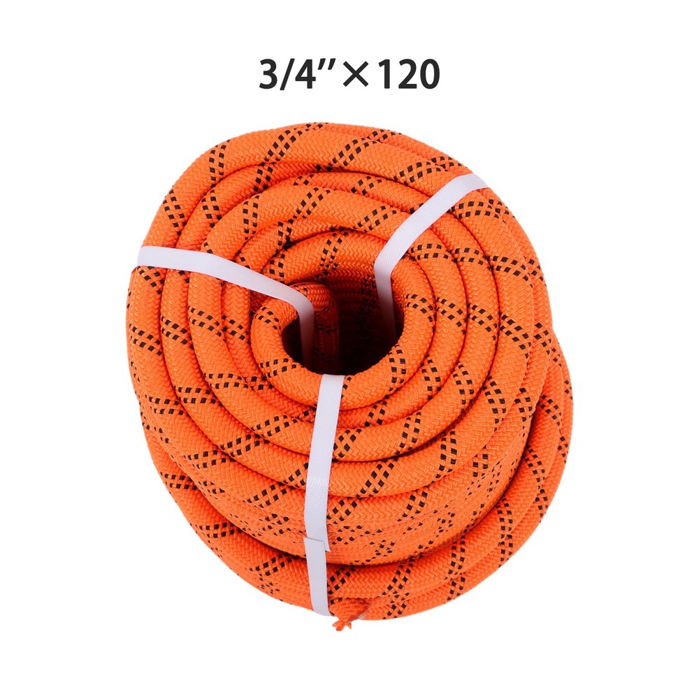 Arborist Double Braid Polyester 48-Strand Arborist Rigging Rope Orange & Black