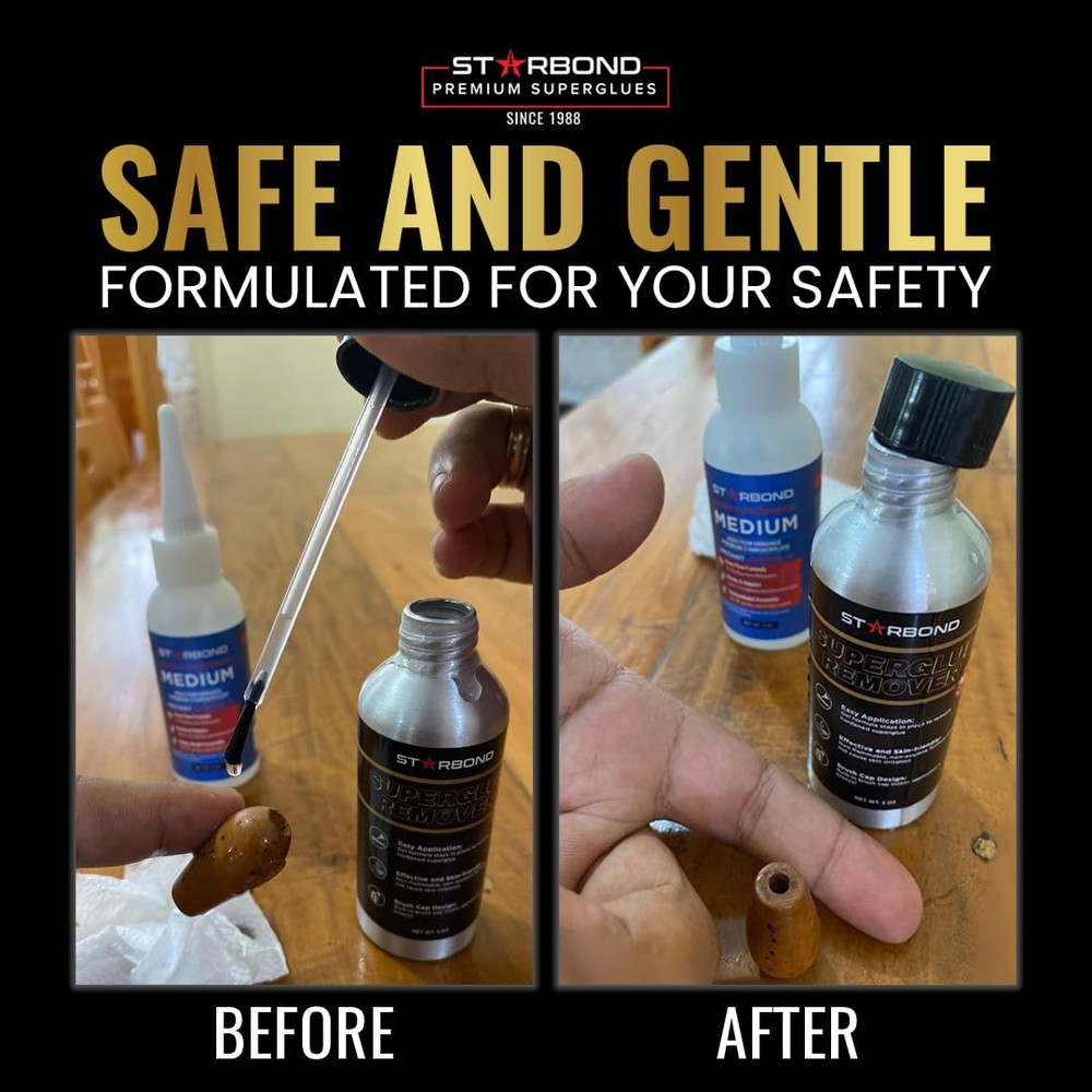 STARBOND Super Glue Remover, Dissolves Adhesive, CA Glue Debonder, Easy Brush...