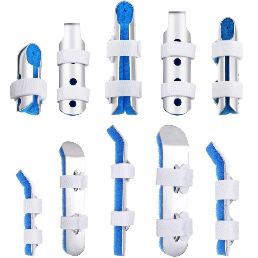 10pcs Metal Finger Splints, Soft Foam Vent, 3 Sizes, Adjustable Knuckle Support