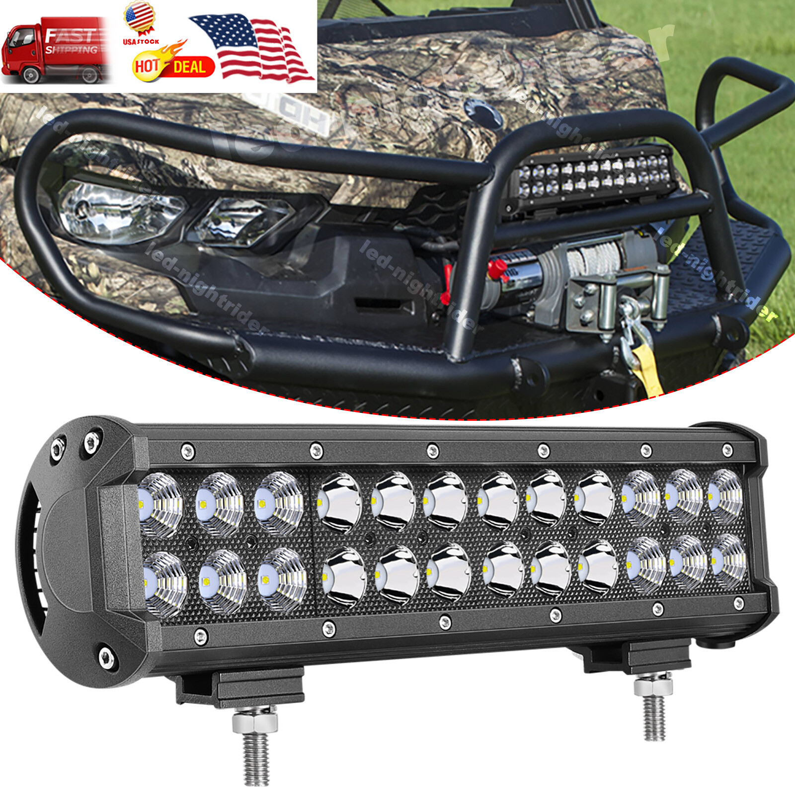 12" Inch LED Light Bar Spot Flood Combo Work Driving Off Road SUV ATV Truck UTV