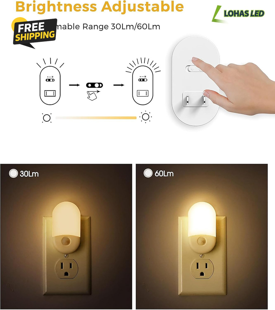 Motion Sensor Night Light, 2Pack, Motion Activated Night Light, Lights Plug