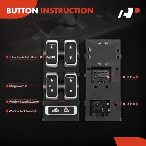 Front Left Driver Side Master Power Window Switch Compatible with Lincoln