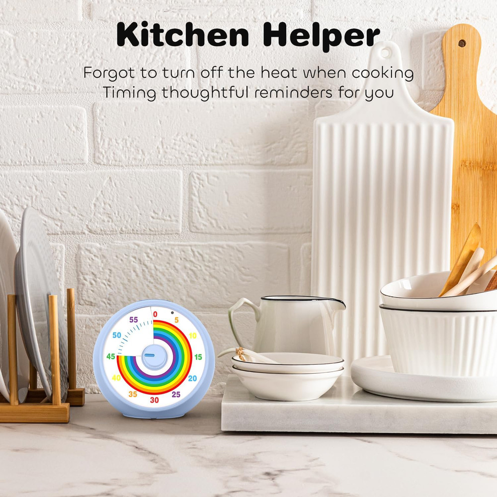 Visual Timer for Kids, 60-Minute Countdown Timer for Classroom Office Kitchen, D