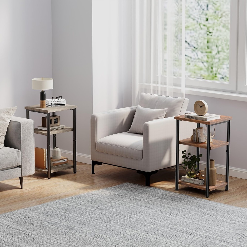 NEWBULIG Small Side Table, Record Player Stand, 3-Tier End Table Night Stand ...