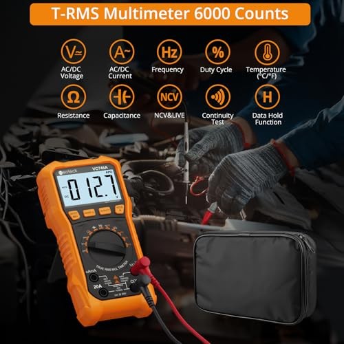 6000 Counts Digital Multimeter for DC AC Voltage/Current TRMS Voltmeter with