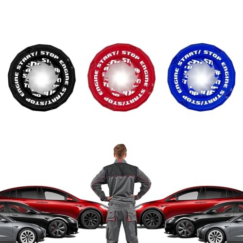 Rotary Push Start Button Cover, Car Engine Start Stop Button Cover, RED