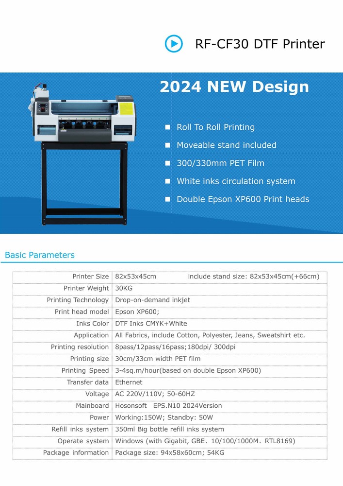 Refinecolor RF-CF30 DTF Printer Starter Business Bundle USA Support