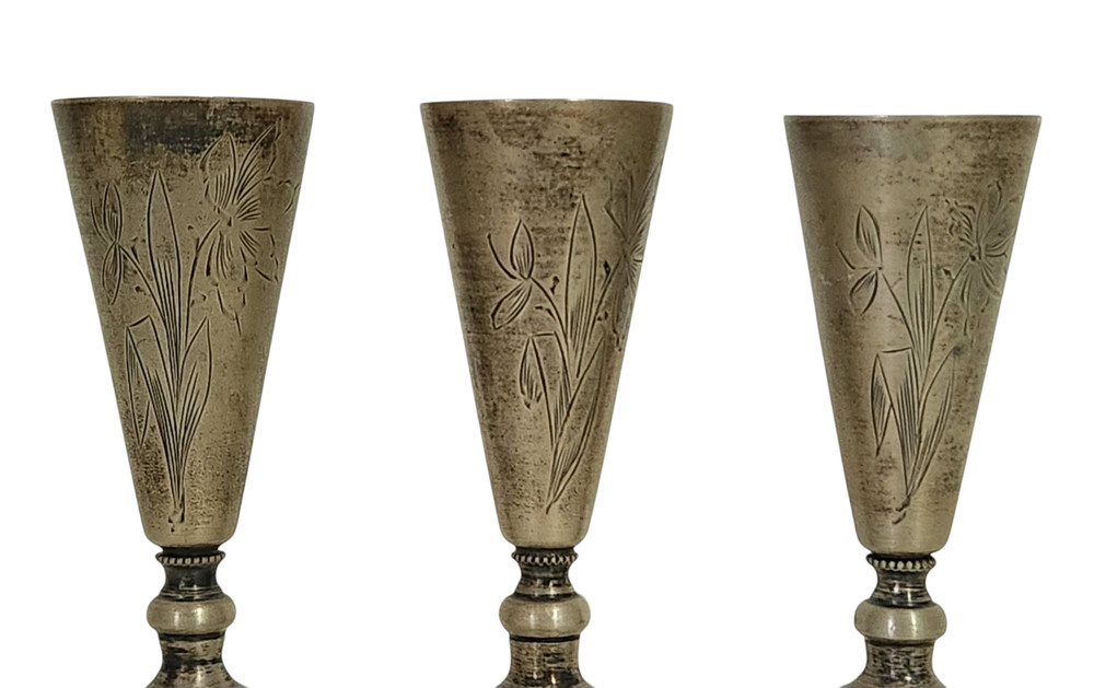 3 Soviet silver 875 drinking vodka glasses