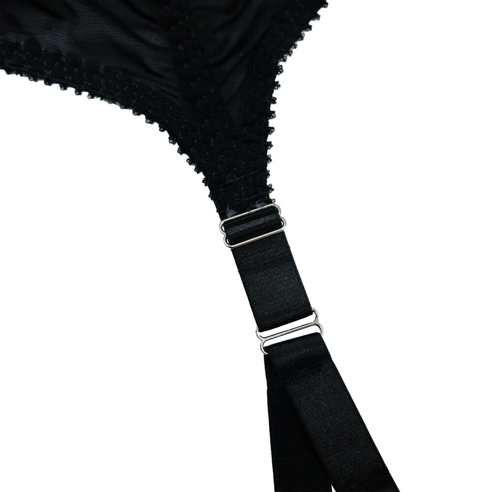 Luxallacki Stretchy Mesh Garter Belt with 6 Adjustable Y-straps and 12 Buckles