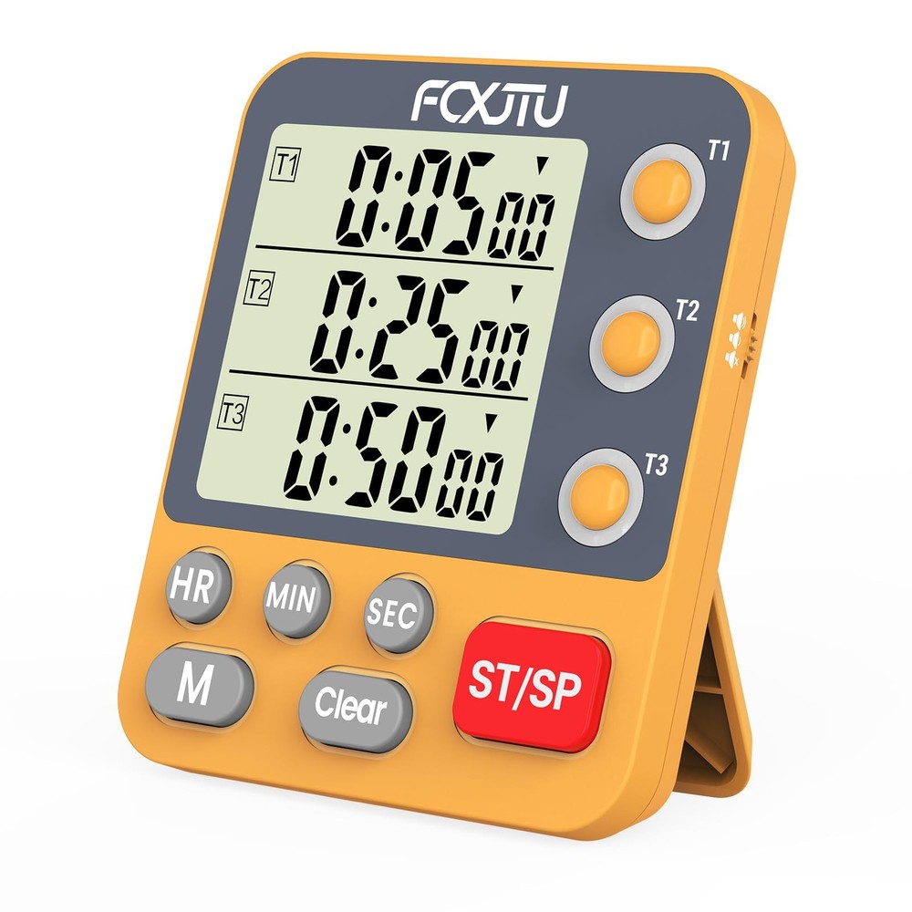 Digital Dual Triple Kitchen Timer, 3-Channel Magnetic Countdown Timer for Coo...