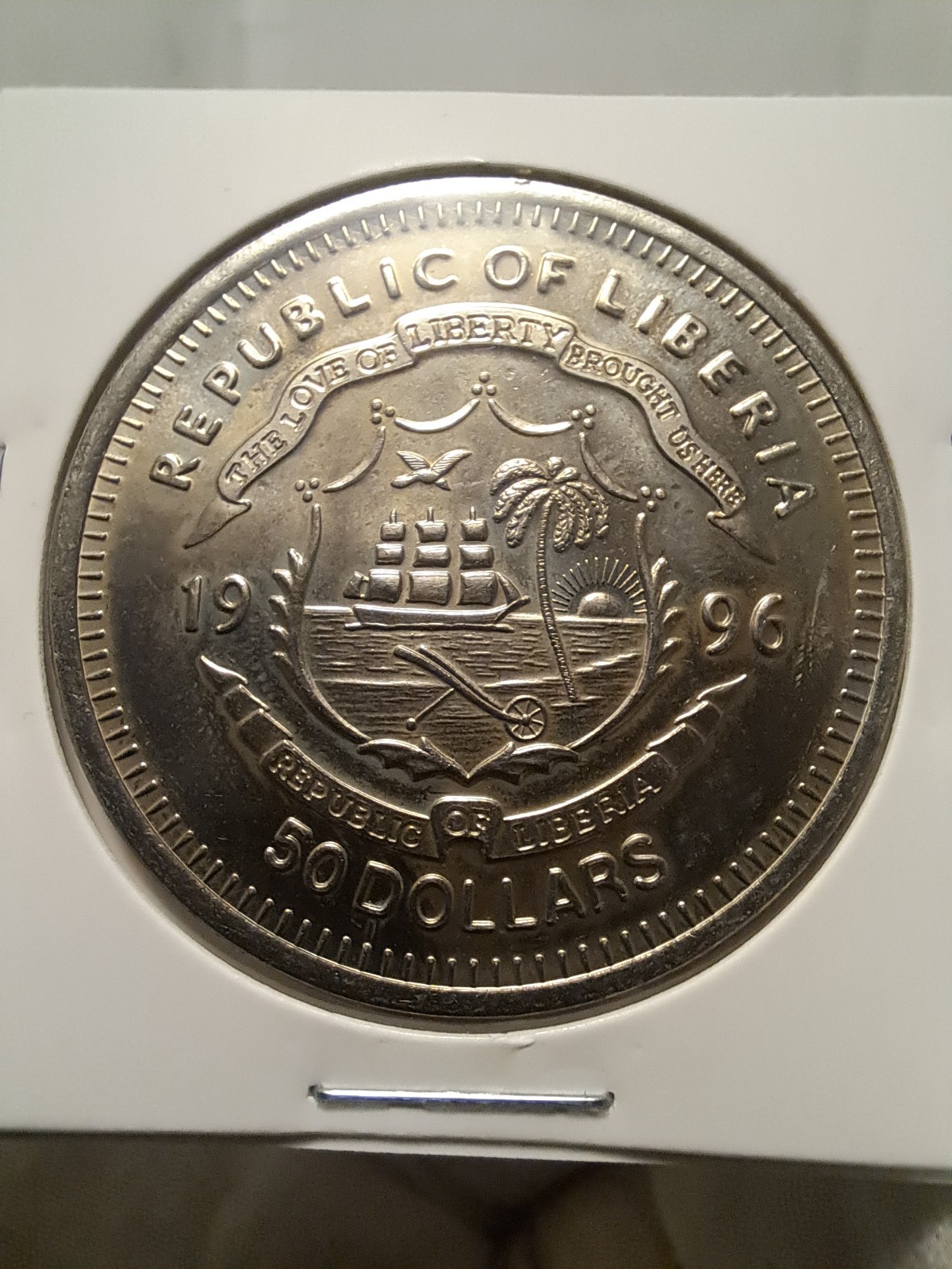 1996 Liberia 50 Dollar Coin | Uncirculated | Light Toning