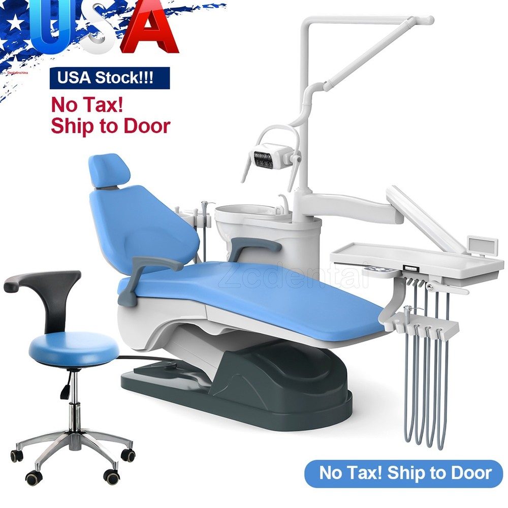 Dental Unit Chair Computer Controlled DC Motor PU Leather +Dentist Stool FDA