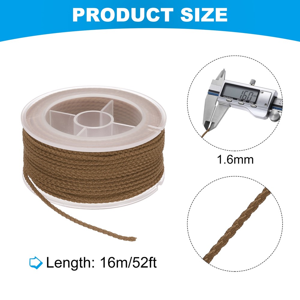 Nylon Thread Twine Beading Cord, 52ft Bracelets String Cord Rope, Light Tan