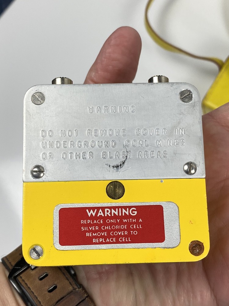 Vtg Yellow Bitronics PD3 +leather case-Blasting Galvanometer-Pennsylvania Mining